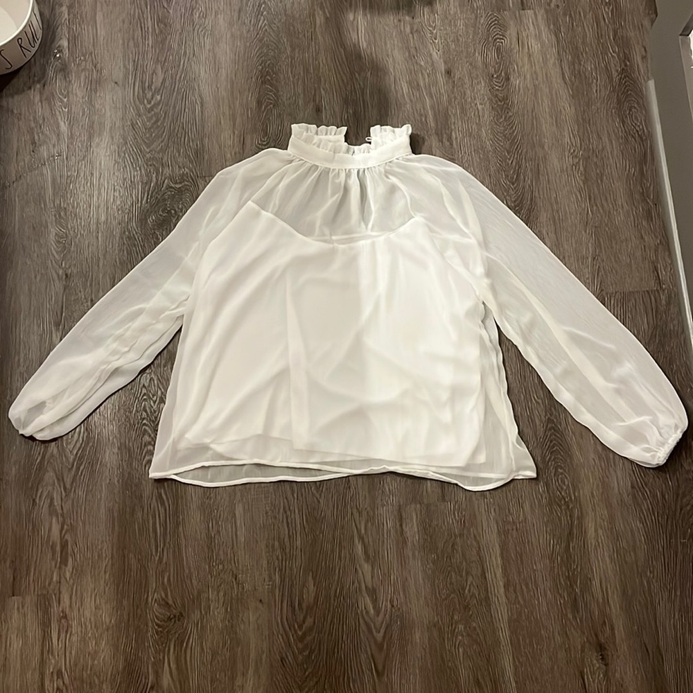 Long sleeve sheer shirt with collar